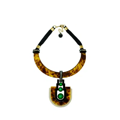 Gissa Bicalho Women's Handmade Acrylic Necklace Chocker Orion - Green