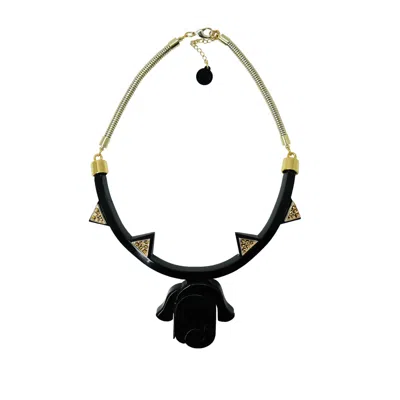 Gissa Bicalho Women's Handmade Acrylic Necklace Chocker Rose - Black
