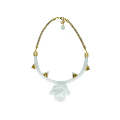 Gissa Bicalho Women's Handmade Acrylic Necklace Chocker Rose - White