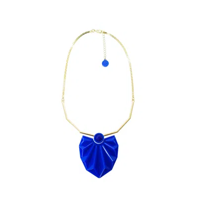 Gissa Bicalho Women's Handmade Acrylic Necklace Choker Papyrus Bic Blue