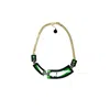 Gissa Bicalho Women's Handmade Acrylic Necklace Deco Choker Rectangular Cut Stone Green In Green