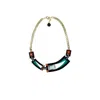 Gissa Bicalho Women's Handmade Acrylic Necklace Deco Choker Rectangular Cut Stone Turquoise In Blue