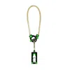 Gissa Bicalho Women's Handmade Acrylic Necklace Deco T Closure Rectangular Cut Stone Green