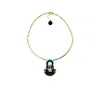 Gissa Bicalho Women's Handmade Acrylic Necklace Pendant Deco Mirror Rectangular Stone Green In Green