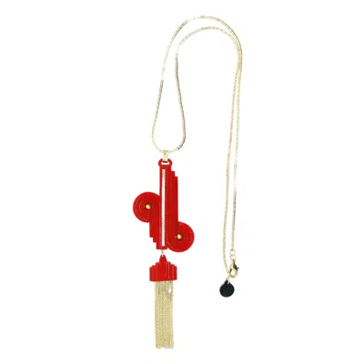 Gissa Bicalho Women's Handmade Acrylic Necklace Pendant Verner Red