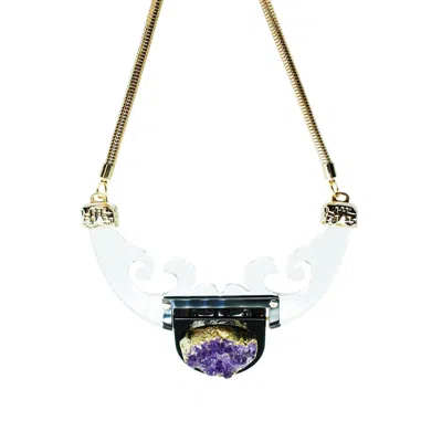 Gissa Bicalho Women's Handmade Acrylic Necklace Plastron Aura - Black