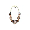 Gissa Bicalho Women's Handmade Acrylic Necklace Plastron Oval Cut Stone Orange In Multi
