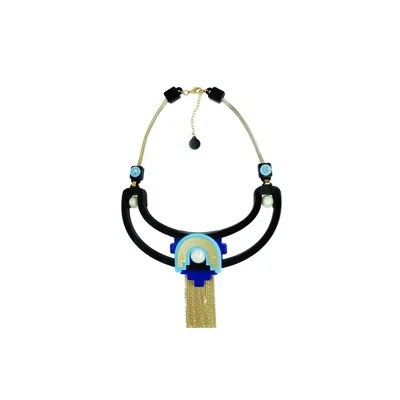 Gissa Bicalho Women's Handmade Acrylic Necklace Tikal & Blue