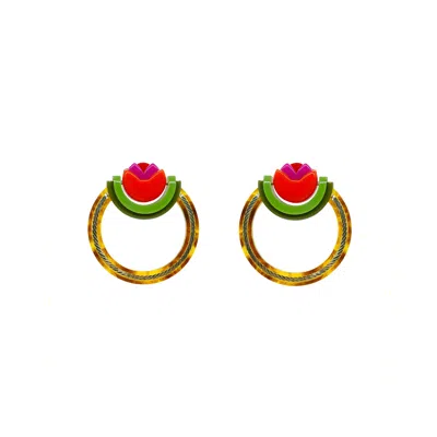 Gissa Bicalho Women's Handmade Acrylic Tulip Hoops - Brown
