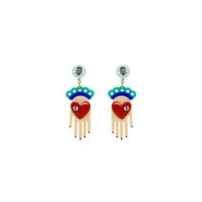 Gissa Bicalho Women's Handmade Earring Hands - Pink & Purple