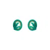 Gissa Bicalho Women's Handmade Earring Oval Pearl And Strass Turquoise Green