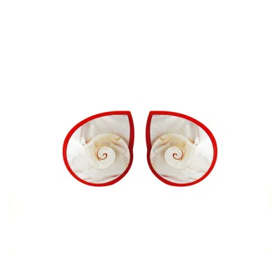 Gissa Bicalho Women's Handmade Earring Spiral Shell Red