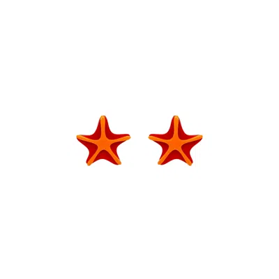 Gissa Bicalho Women's Handmade Earring Star Of The Sea Red In Orange