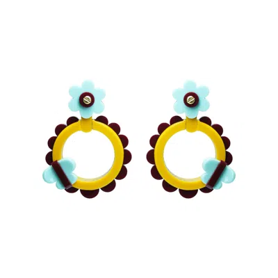 Gissa Bicalho Women's Handmade Earring Sunflower Burgundy