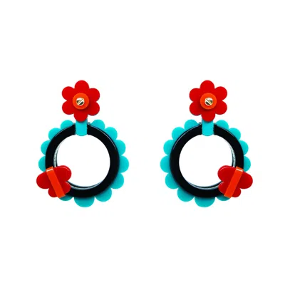 Gissa Bicalho Women's Handmade Earring Sunflower Red In Neutral