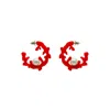 Gissa Bicalho Women's Handmade Hoop Coral And Pearl S Orange In Red
