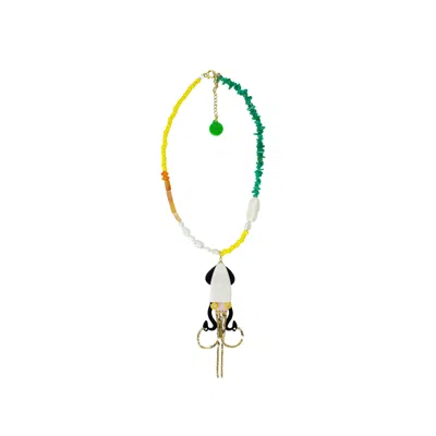 Gissa Bicalho Women's Handmade Necklace Beads And Pendant Octopus Black