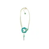 Gissa Bicalho Women's Handmade Necklace Coral And Chain Turquoise Green In Gold