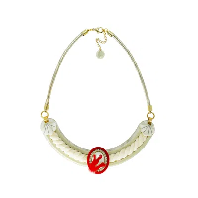 Gissa Bicalho Women's Handmade Necklace Cord Coral And Pearl Red
