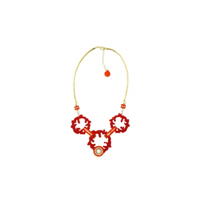 Gissa Bicalho Women's Handmade Necklace Hoop Coral Red