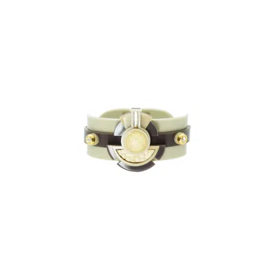 Gissa Bicalho Women's Neutrals Acrylic Handmade Bracelet Buriti Kahki In Yellow
