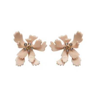 Gissa Bicalho Women's Neutrals Acrylic Handmade Earring Flower Bee Nude In Brown