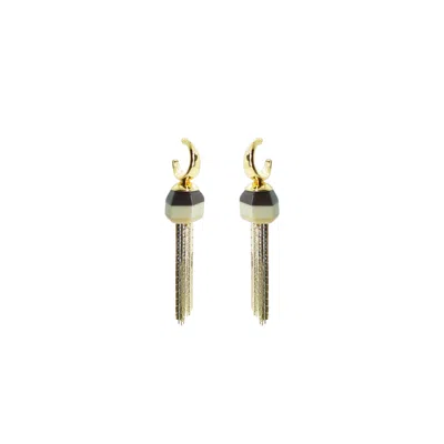 Gissa Bicalho Women's Neutrals Acrylic Handmade Earring Fringe Butterfly Kahki In Yellow