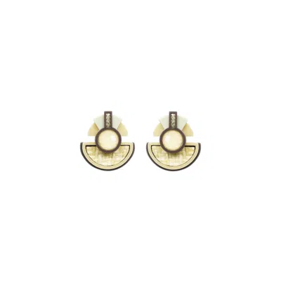 Gissa Bicalho Women's Neutrals Acrylic Handmade Earring Jaci Kahki In Yellow