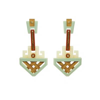 Gissa Bicalho Women's Neutrals Acrylic Handmade Earring Marajo Cream In White