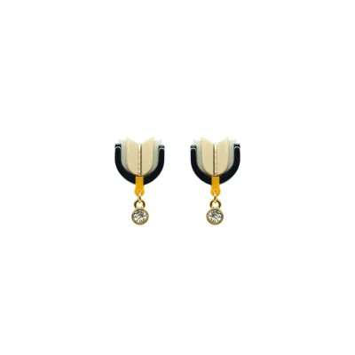 Gissa Bicalho Women's Neutrals Acrylic Handmade Earring P Alamanda Kahki In Yellow