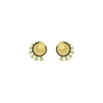 Gissa Bicalho Women's Neutrals Acrylic Handmade Earring Sun Light Kahki