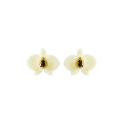 Gissa Bicalho Women's Neutrals Acrylic Handmade Earring Xs Orchid Cream