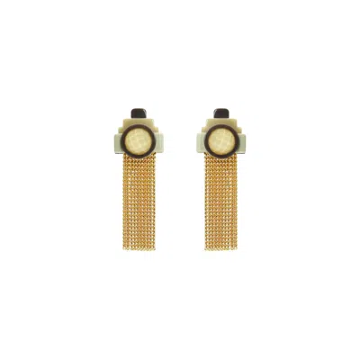 Gissa Bicalho Women's Neutrals Acrylic Handmade Earring Ytu Kahki In Yellow