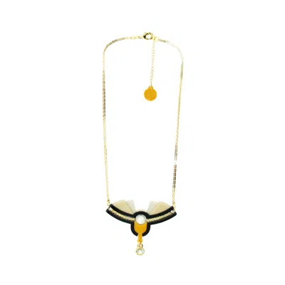 Gissa Bicalho Women's Neutrals Acrylic Handmade Necklace Alamanda Kahki In Yellow