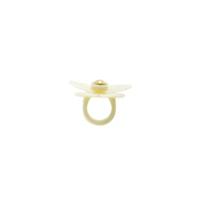 Gissa Bicalho Women's Neutrals Acrylic Handmade Ring Orchid Cream In Multi