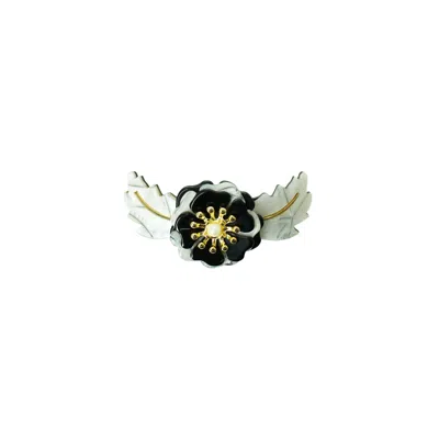Gissa Bicalho Women's Neutrals / Black Handmade Acrylic Hair Clip Camelia