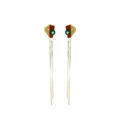 Gissa Bicalho Women's Neutrals / Brown Handmade Acrylic Earring Long Inti - Kahki