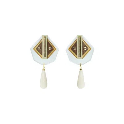 Gissa Bicalho Women's Neutrals Earring Clef Xs Drop Crystal