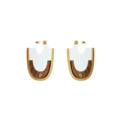 Gissa Bicalho Women's Neutrals Earring Curve Crystal In Gold