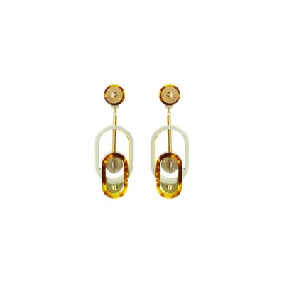 Gissa Bicalho Women's Neutrals Earring Intersection Beige In Gold