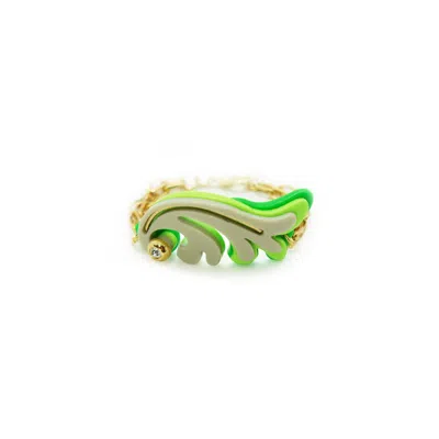 Gissa Bicalho Women's Neutrals / Green Acrylic Handmade Bracelet Rosebush Clay