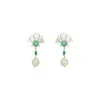 Gissa Bicalho Women's Neutrals / Green Acrylic Handmade Earring Shell And Pearl Pendant Turquoise Green In White