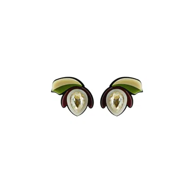 Gissa Bicalho Women's Neutrals / Green Earring Small Short Magnolia Cream