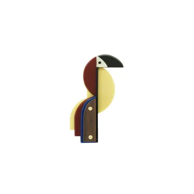 Gissa Bicalho Women's Neutrals Handmade Acrylic Brooch Toucan Kahki