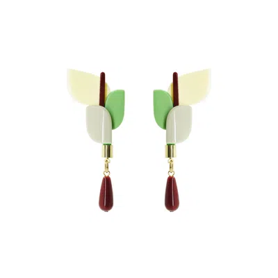 Gissa Bicalho Women's Neutrals Handmade Acrylic Earring Anthurium / Vanilla In Multi