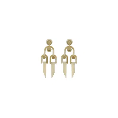 Gissa Bicalho Women's Neutrals Handmade Acrylic Earring Cladogram / Cream In Metallic