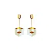 Gissa Bicalho Women's Neutrals Handmade Acrylic Earring Double Cube Caramel Granite