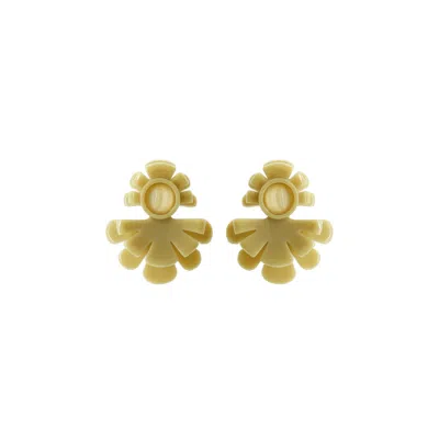 Gissa Bicalho Women's Neutrals Handmade Acrylic Earring Ivy Kahki In Gold