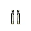 Gissa Bicalho Women's Neutrals Handmade Acrylic Earring Long Deco Rectangular Cut Stone Clay In Black