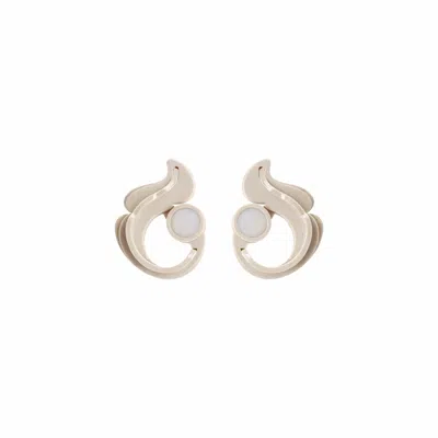 Gissa Bicalho Women's Neutrals Handmade Acrylic Earring Petals And Stone Clay In Gold
